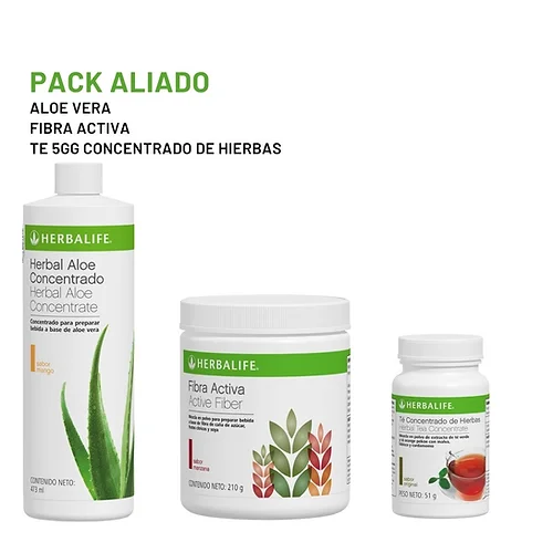 Pack Aliado Herbalife con Herbal Aloe Concentrado, Fibra Activa y Té Concentrado de Hierbas
